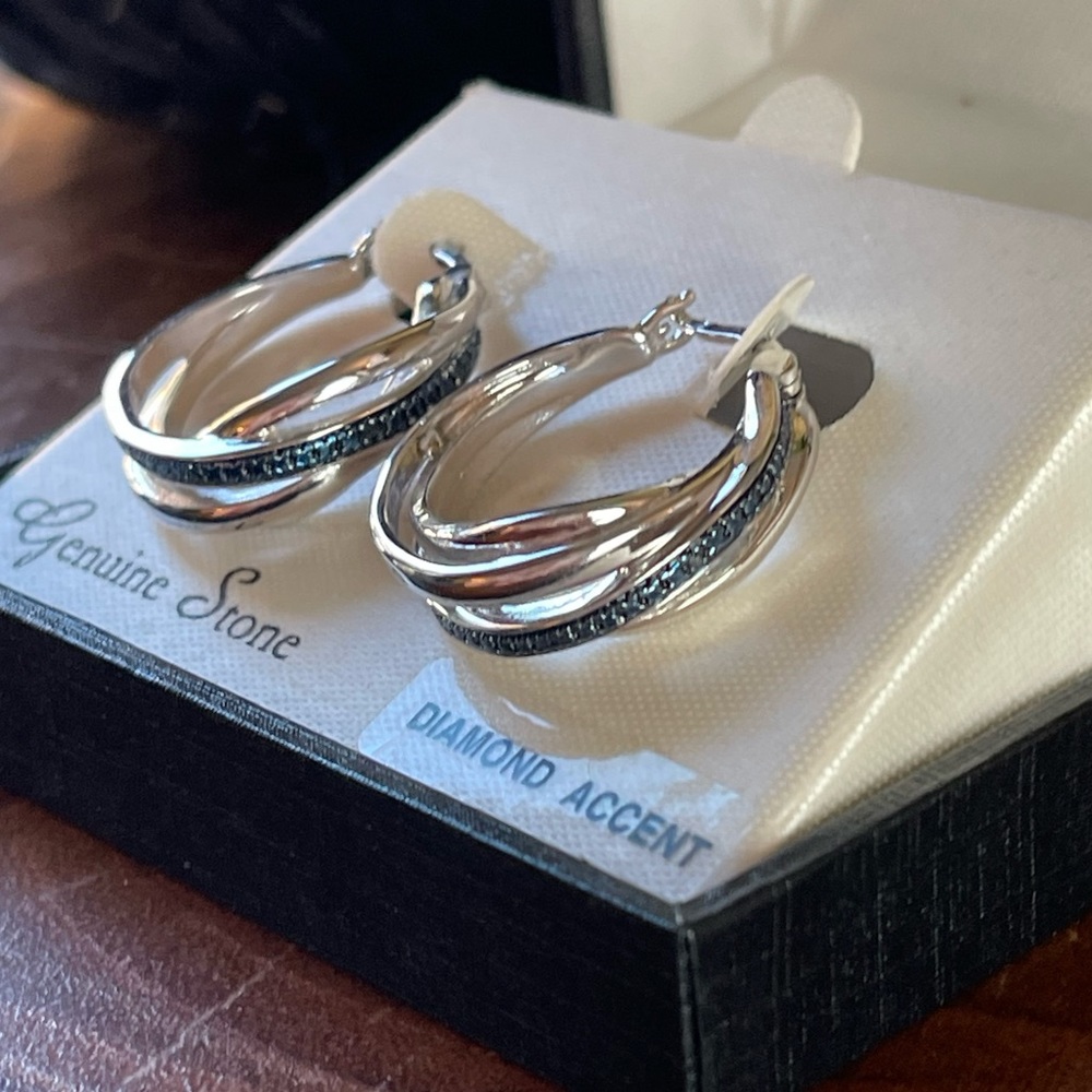 Diamond accent hoop earrings